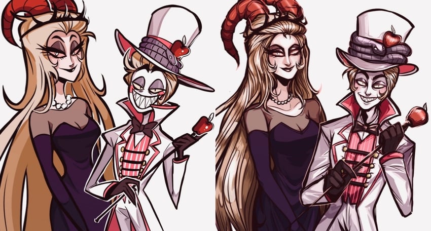 lucifer morningstar and lilith (hazbin hotel) drawn by hinsou_(midorinoakuma)