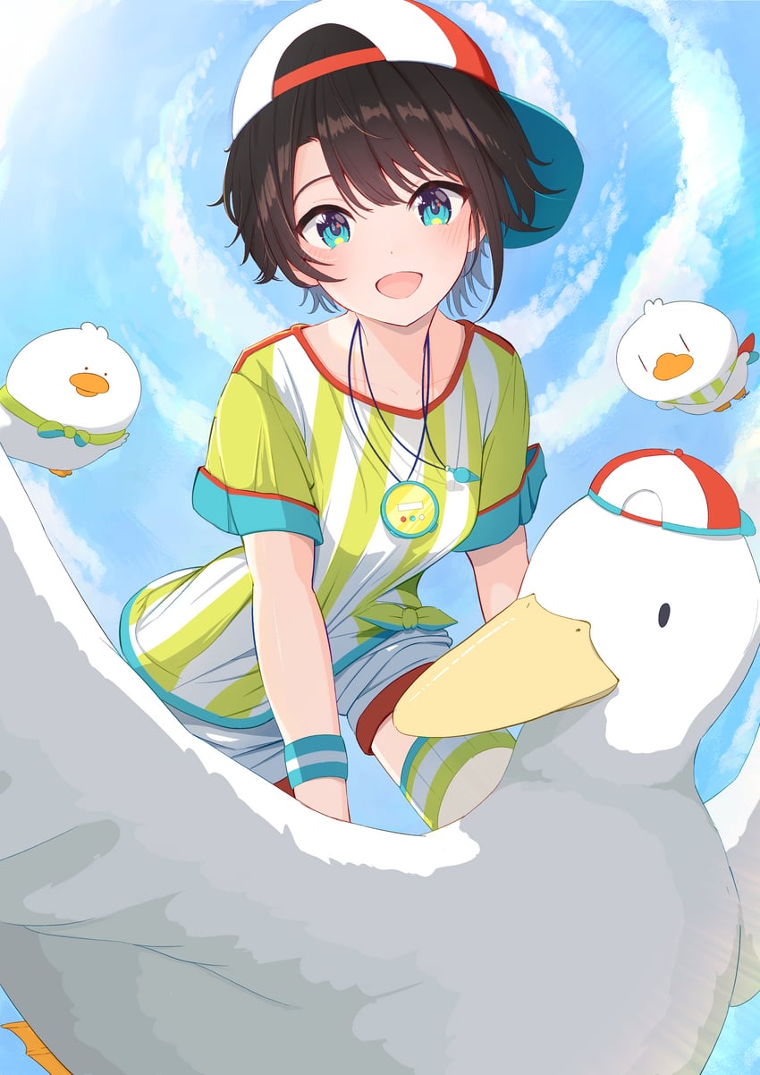 oozora subaru, subaru duck, and suba tomo (hololive) drawn by hihi_(oekakihix)
