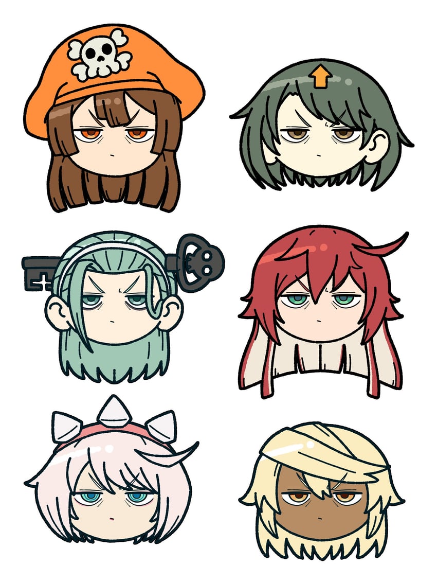 ramlethal valentine, elphelt valentine, may, jack-o' valentine, a.b.a, and 1 more (guilty gear and 1 more) drawn by nirade44