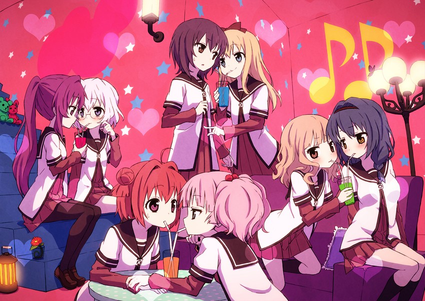 toshinou kyouko, akaza akari, funami yui, yoshikawa chinatsu, oomuro sakurako, and 3 more (yuruyuri) drawn by saiko_dagashi