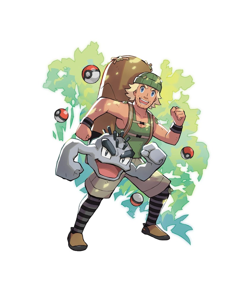 hiker and alolan geodude (pokemon and 1 more) drawn by saitou_naoki