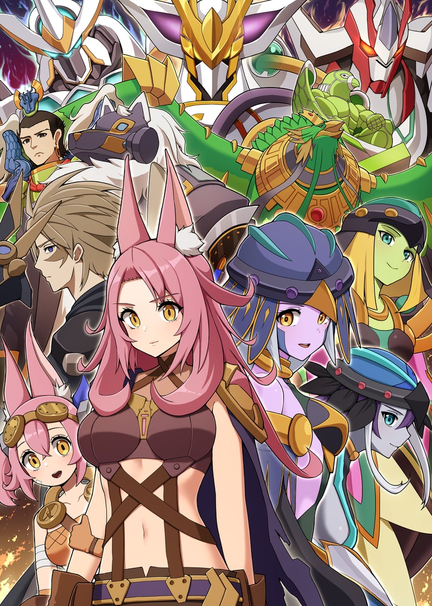 kitt, tri-brigade kitt, tri-brigade ferrijit the barren blossom, tri-brigade shuraig the ominous omen, lyrilusc - ensemblue robin, and 10 more (yu-gi-oh!) drawn by macatatera
