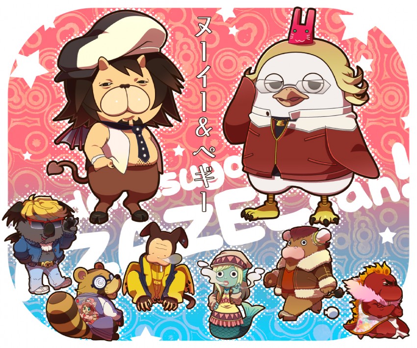 beelzebub, azazel, moloch, salamander, undine, and 3 more (tiger & bunny and 1 more) drawn by hajime_(vasu)