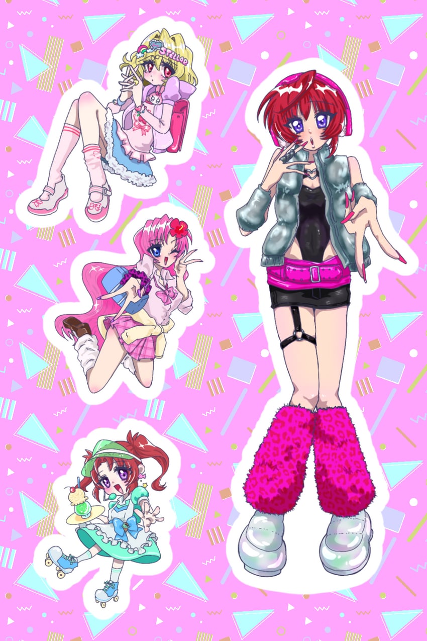 lunamaria hawke, meer campbell, meyrin hawke, and stellar loussier (gundam and 2 more) drawn by lilyko_(0518lilyc5)