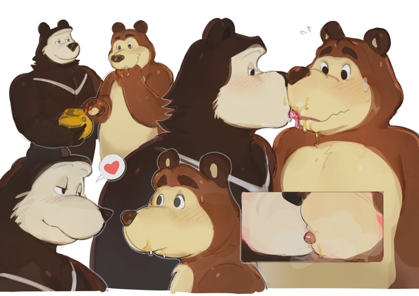 bear and rival bear (masha and the bear) drawn by 1kogito1