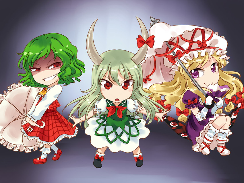 yakumo yukari, kazami yuuka, kamishirasawa keine, and ex-keine (touhou and 1 more) drawn by m._beatriz_garcia