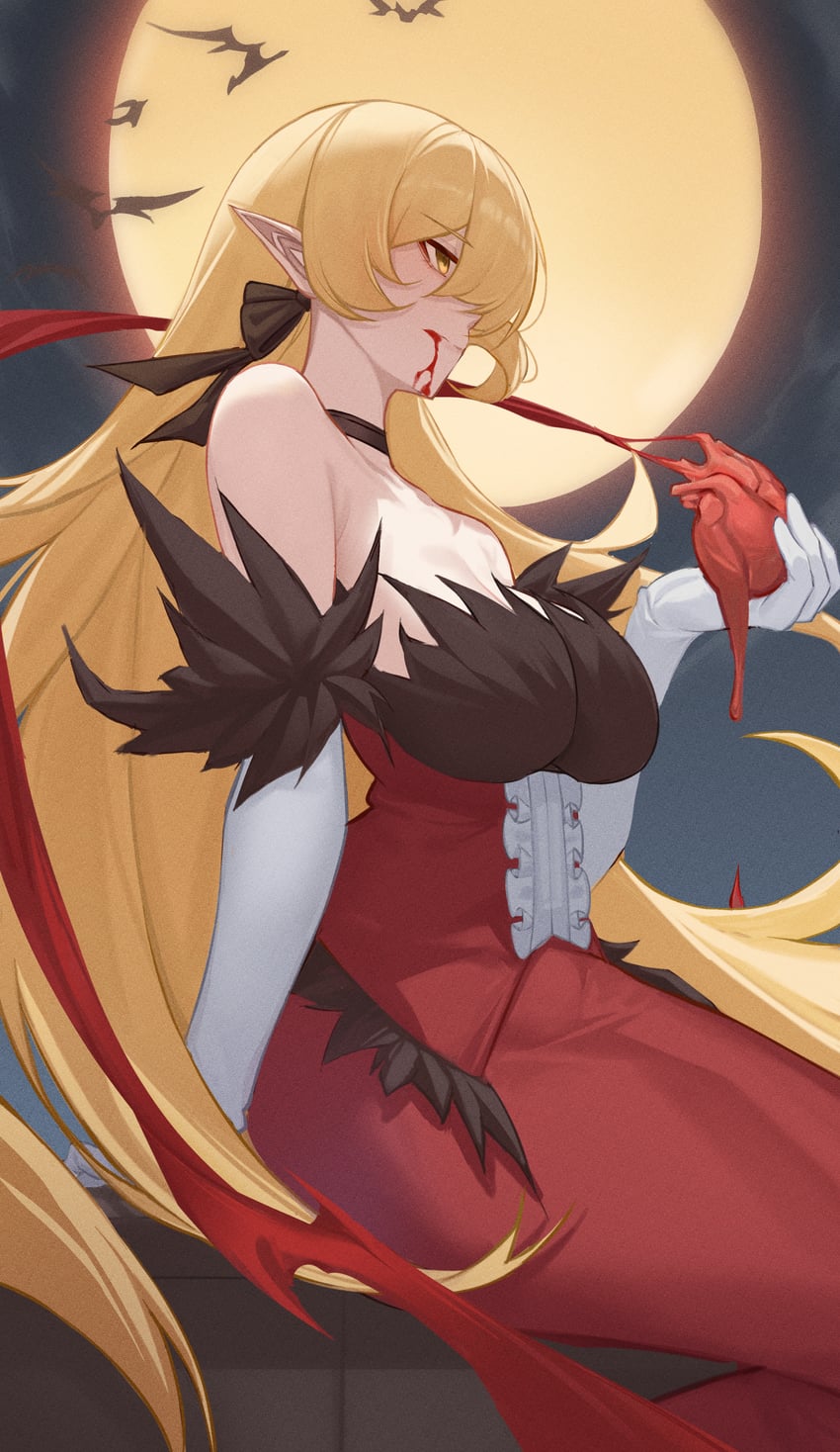 oshino shinobu and kiss-shot acerola-orion heart-under-blade (monogatari) drawn by kiyoi_(gyhw8444)