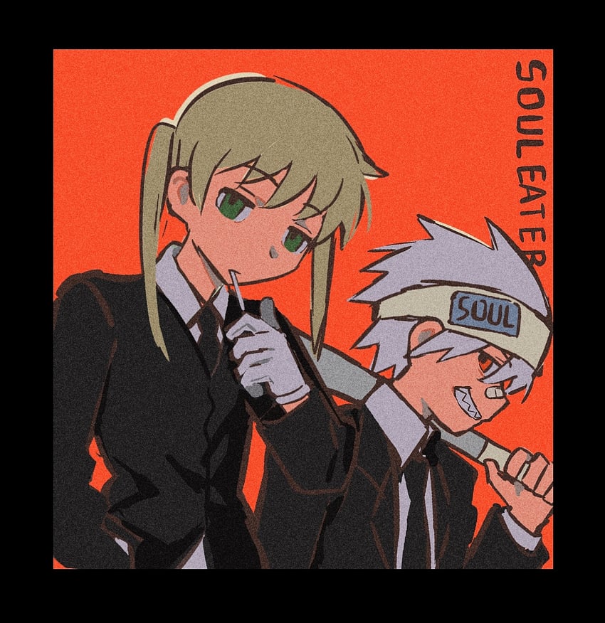 maka albarn and soul evans (soul eater) drawn by rice_(somasuki_77)