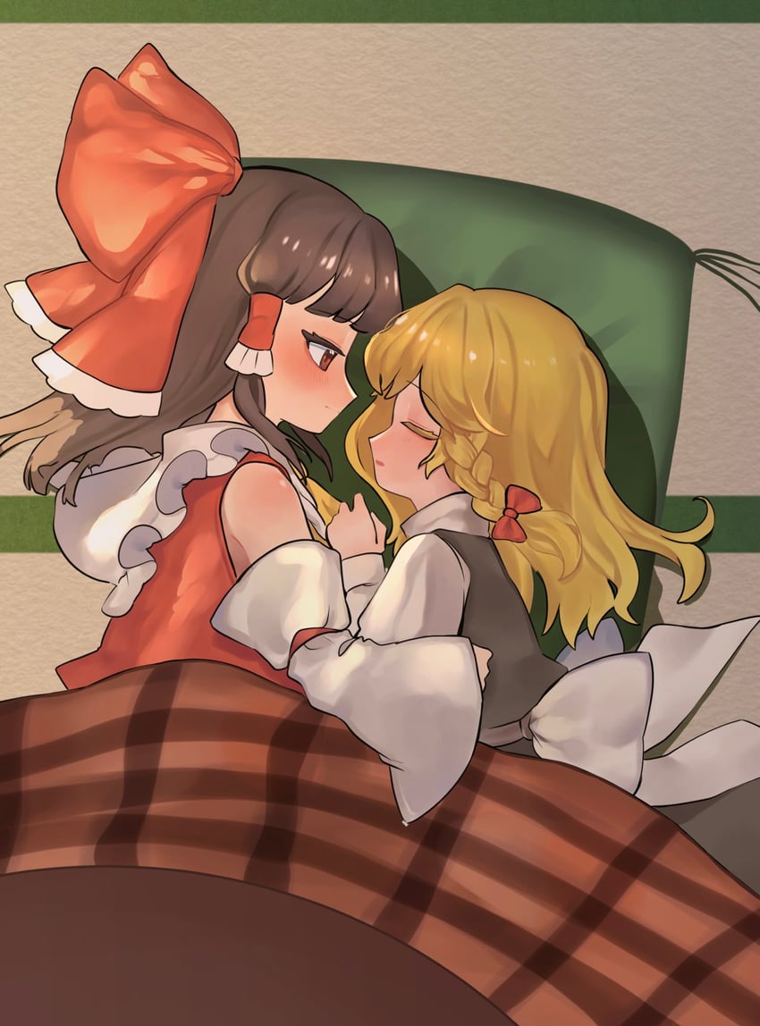 hakurei reimu and kirisame marisa (touhou) drawn by niru_(ka_k_0517)