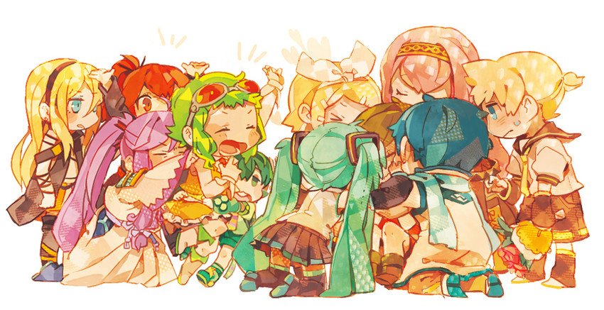 hatsune miku, kagamine rin, kagamine len, megurine luka, kaito, and 6 more (vocaloid) drawn by 8'108