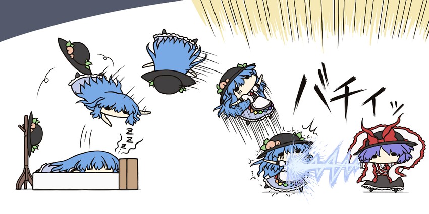 hinanawi tenshi and nagae iku (touhou) drawn by kurokoori