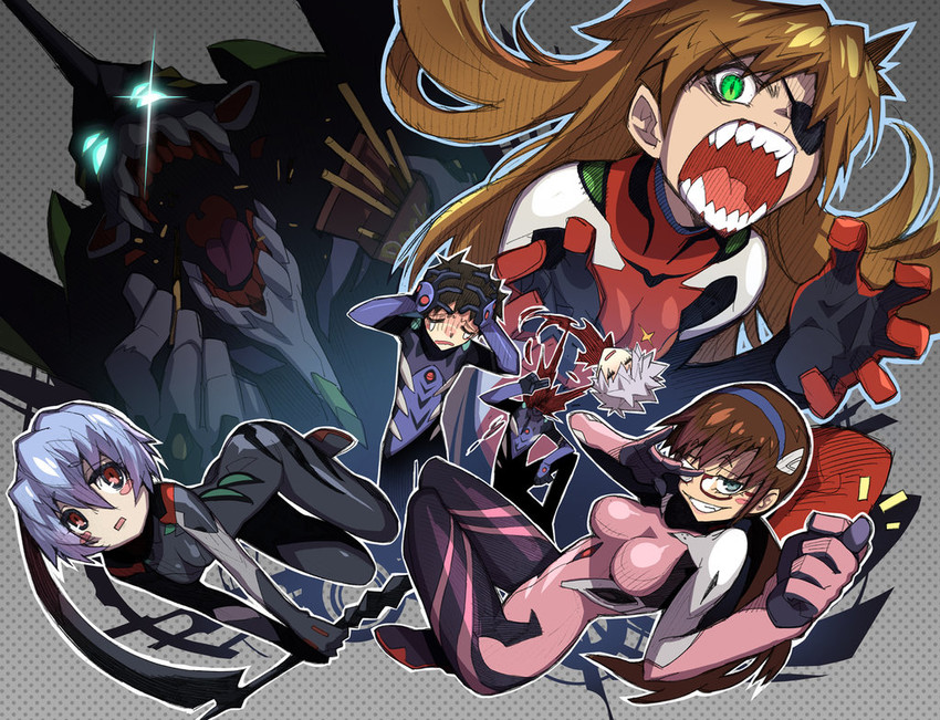 souryuu asuka langley, ayanami rei, ikari shinji, nagisa kaworu, makinami mari illustrious, and 1 more (neon genesis evangelion and 2 more) drawn by octoman
