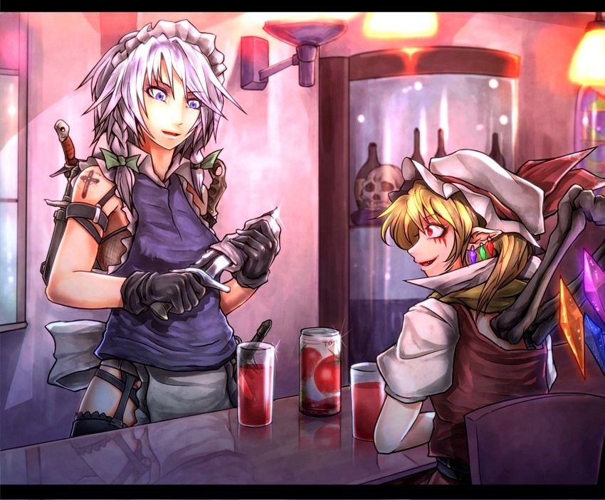 flandre scarlet and izayoi sakuya (touhou) drawn by ryuuichi_(f_dragon)