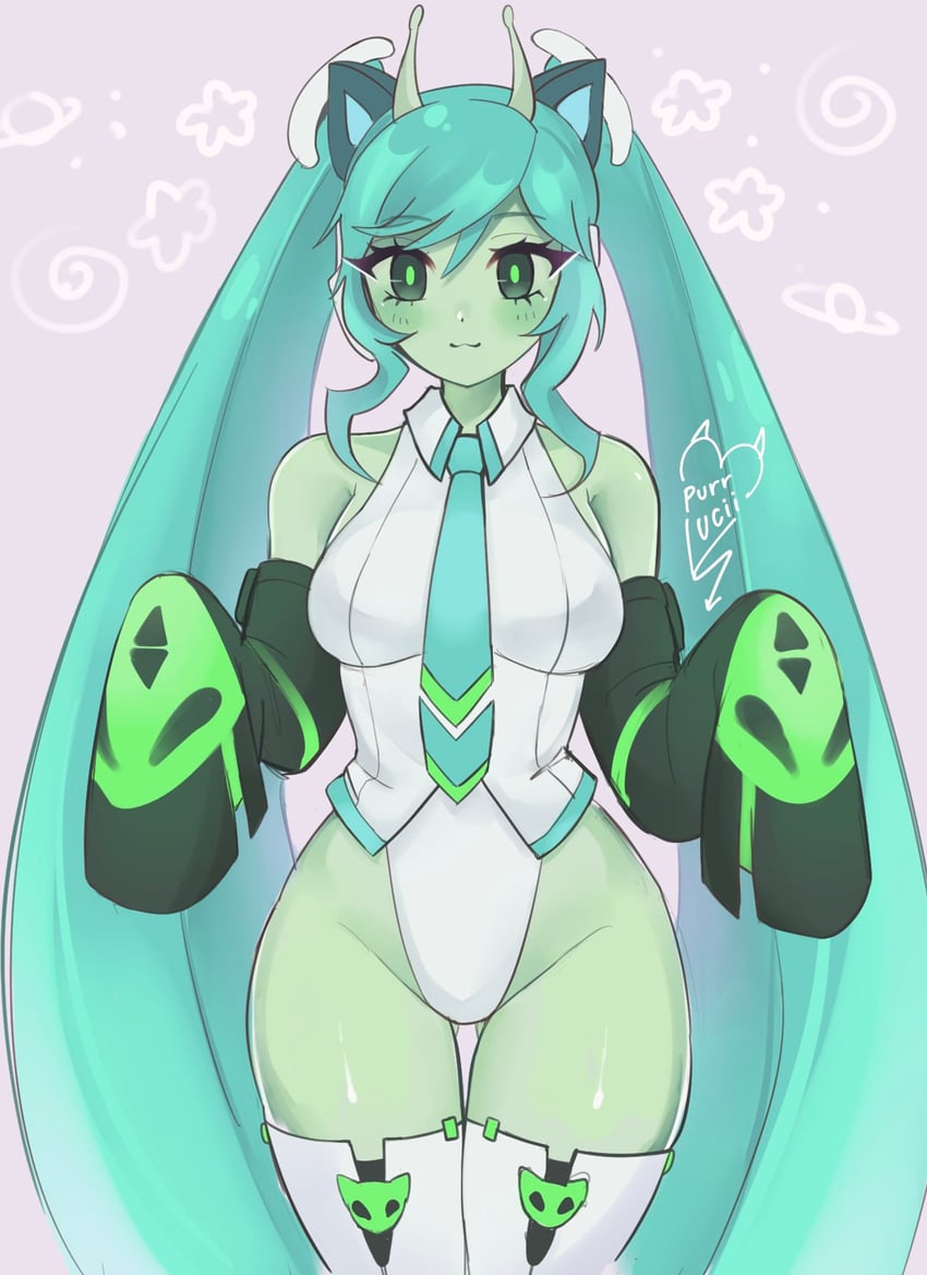 hatsune miku and glorpi miku (vocaloid) drawn by luci_(purrlucii)