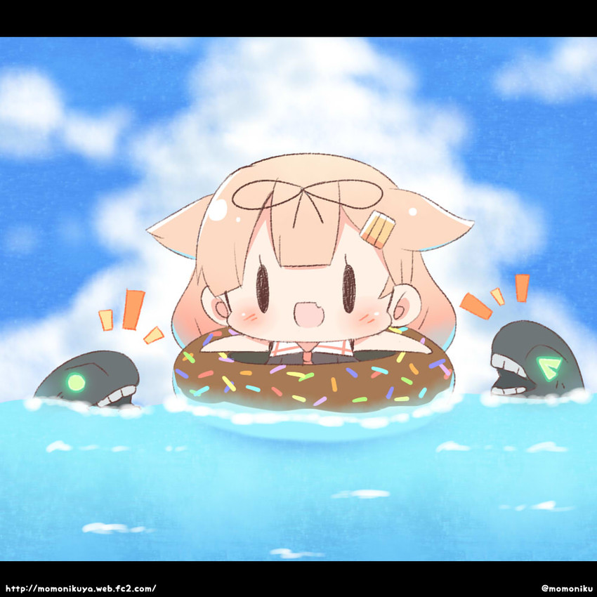 yuudachi, yuudachi kai ni, and i-class destroyer (kantai collection) drawn by momoniku_(taretare-13)