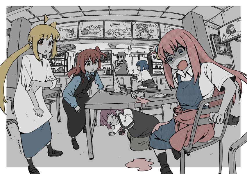 gotoh hitori, kita ikuyo, ijichi nijika, yamada ryo, and hiroi kikuri (bocchi the rock!) drawn by amin_(aminimint)