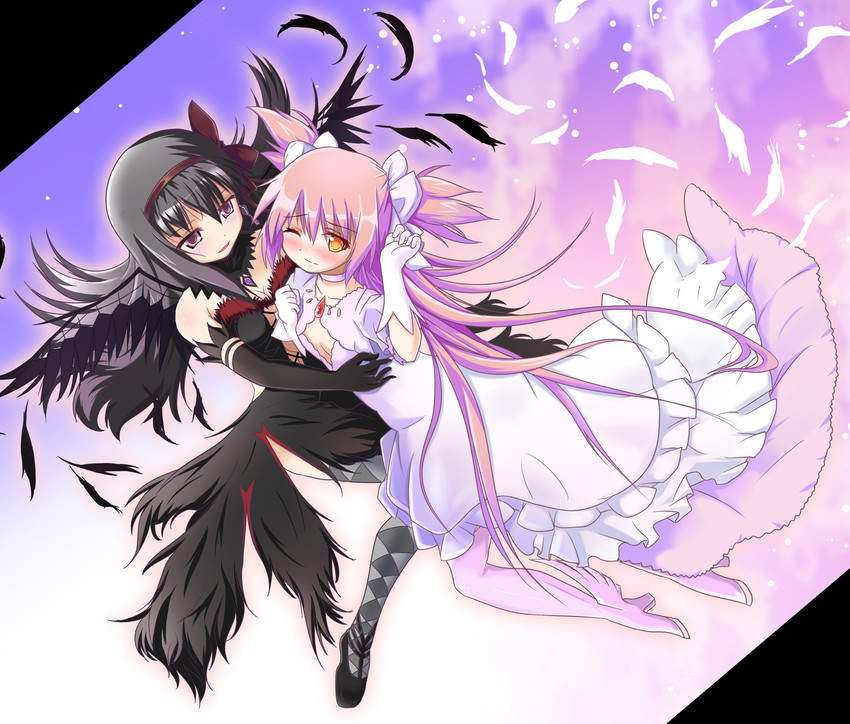 akemi homura, kaname madoka, ultimate madoka, and akuma homura (mahou shoujo madoka magica and 1 more) drawn by bentoss_detritus