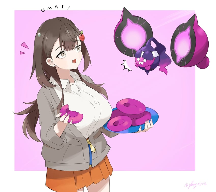 pecharunt and kuraishi ringo (original and 2 more) drawn by glassy0302