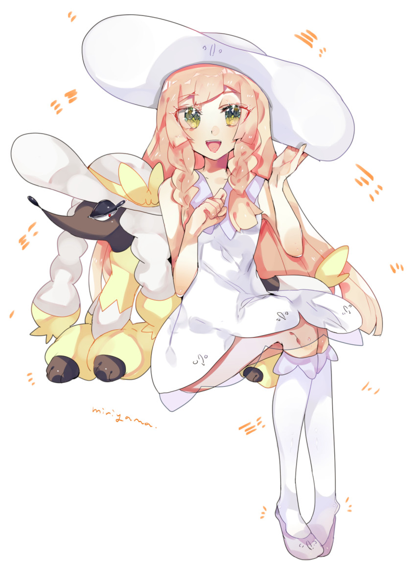 lillie and furfrou (pokemon and 1 more) drawn by miri_yama