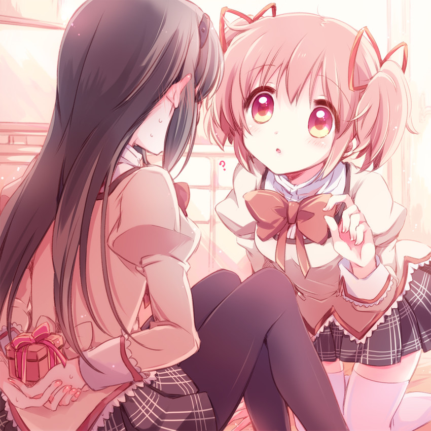 akemi homura and kaname madoka (mahou shoujo madoka magica) drawn by yamada_ako