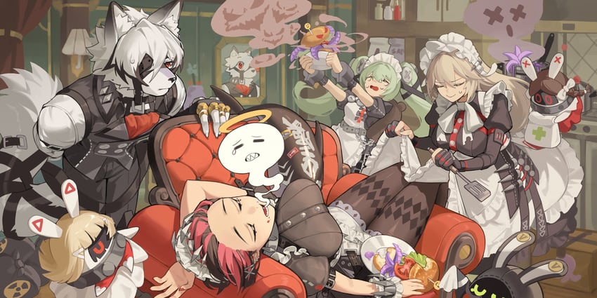 ellen joe, von lycaon, corin wickes, alexandrina sebastiane, drusilla, and 2 more (zenless zone zero) drawn by orange_foxi