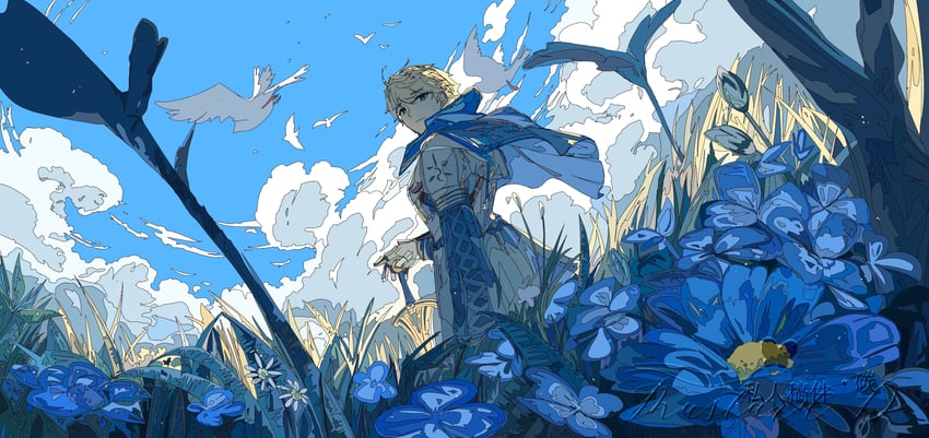 arthur pendragon (fate and 3 more) drawn by zheizhouyemeikanfalanxitepai