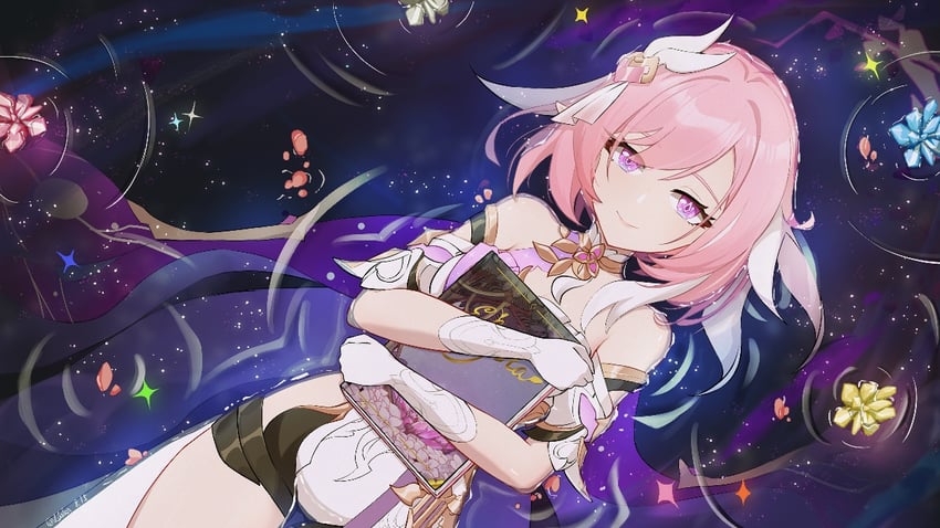 elysia (honkai and 1 more) drawn by laska_(572124034)