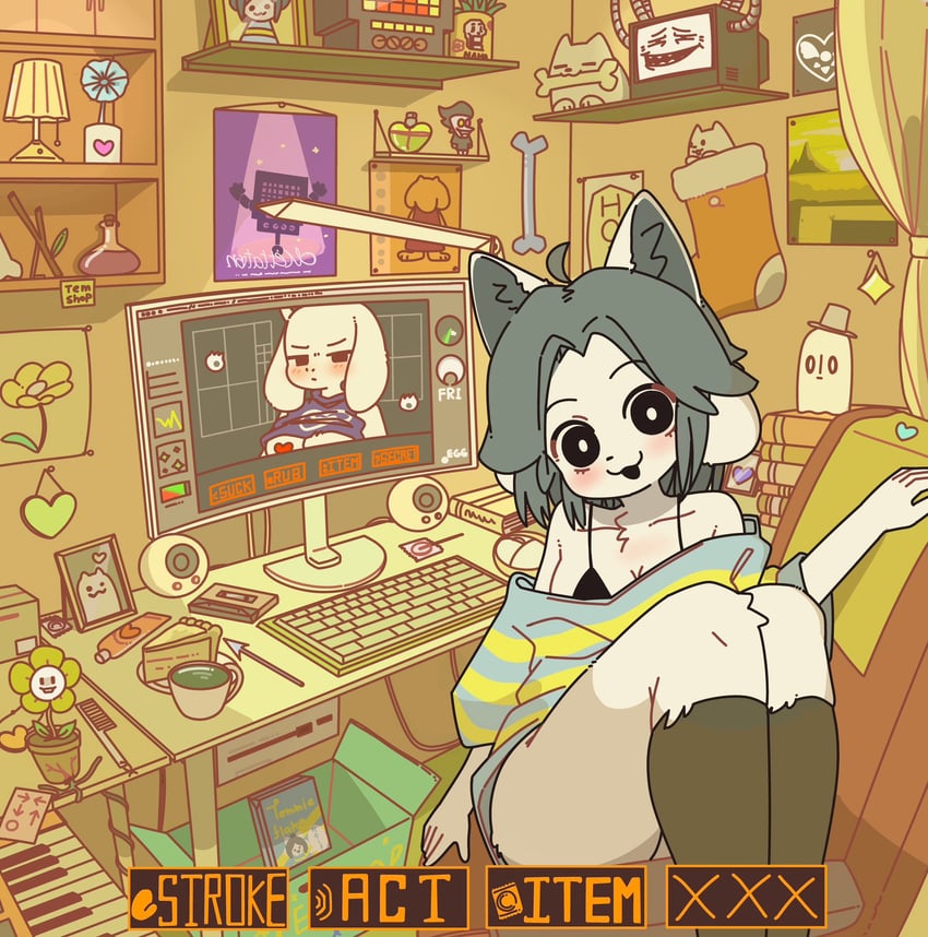 papyrus, toriel, flowey, mettaton, annoying dog, and 3 more (undertale and 1 more) drawn by mike_no_hito