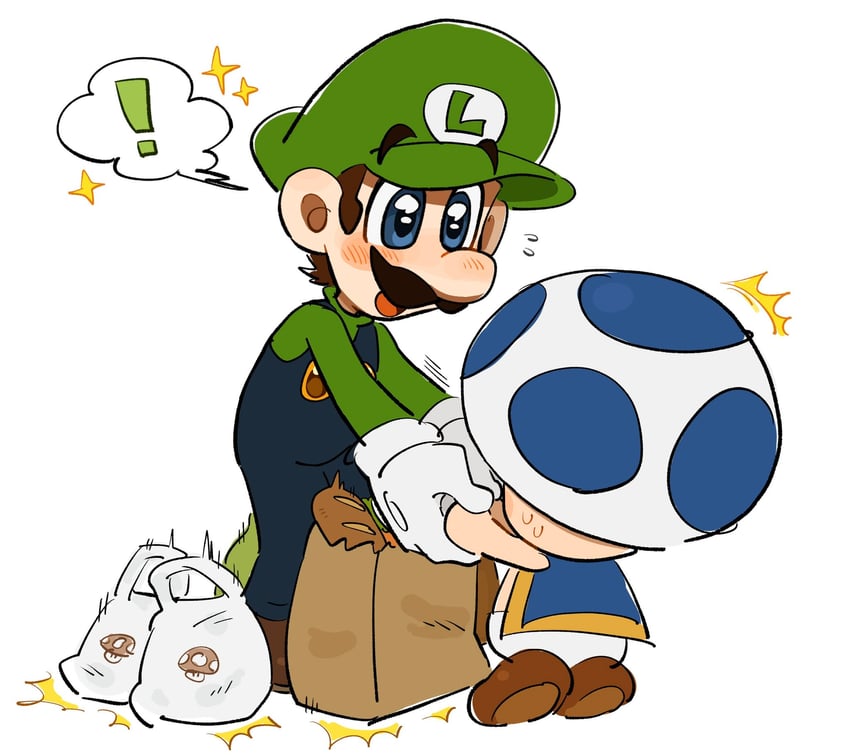 luigi, toad, and blue toad (mario) drawn by mimimi_(mimimim9999)