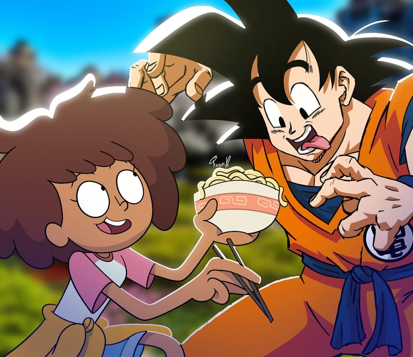 son goku and anne boonchuy (dragon ball and 1 more) drawn by arion_miitoons_rashad