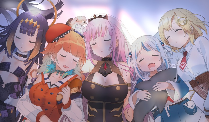 gawr gura, mori calliope, ninomae ina'nis, takanashi kiara, and watson amelia (hololive and 1 more) drawn by kurot