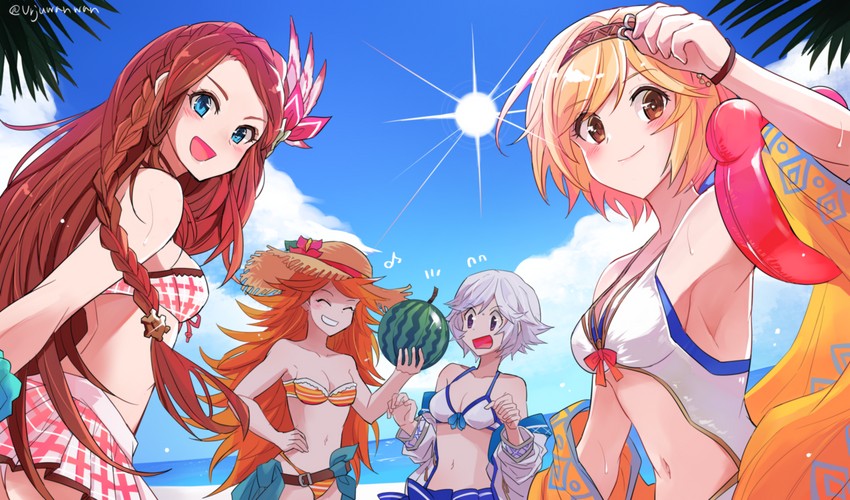 djeeta, farrah, mary, and carren (granblue fantasy) drawn by urjuwanwan