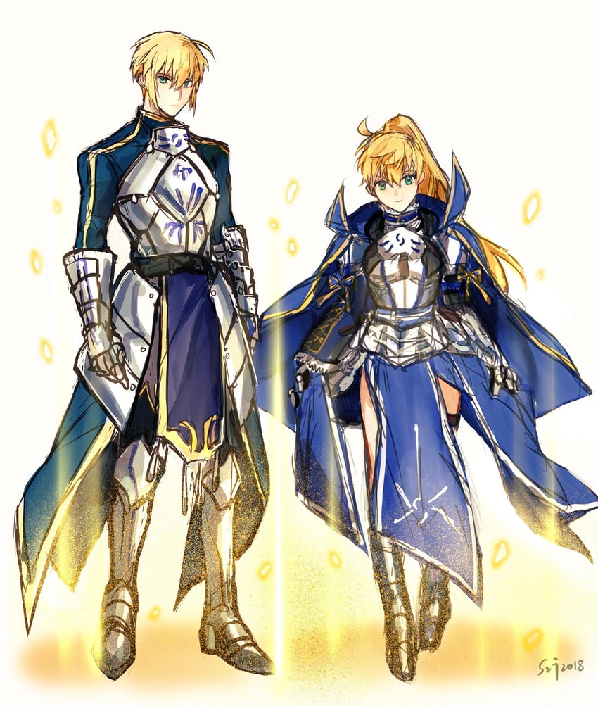 artoria pendragon, saber, and arthur pendragon (fate and 1 more) drawn by sangzhujun