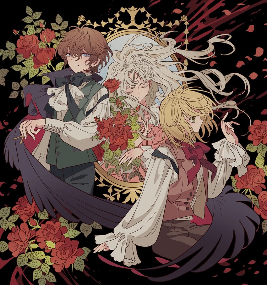edgar portsnell, kiryu miharu, and marybell portsnell (poe no ichizoku) drawn by meremero