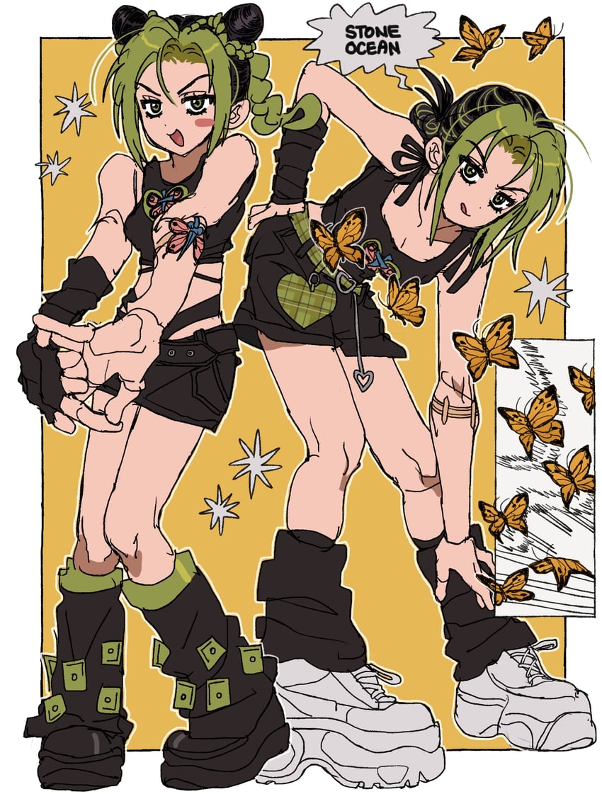 kujo jolyne (jojo no kimyou na bouken and 1 more) drawn by fu_r_y