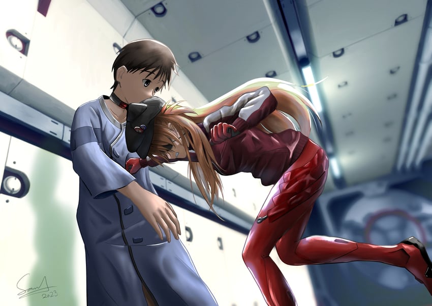 souryuu asuka langley and ikari shinji (neon genesis evangelion and 2 more) drawn by akiranogo2000