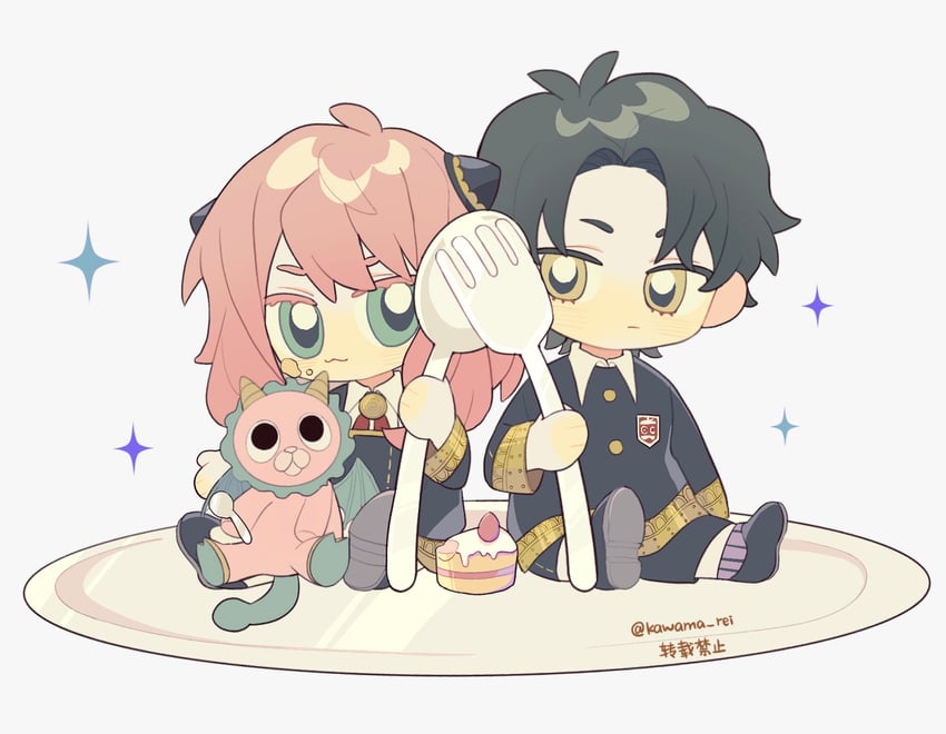 anya, damian desmond, and director chimera (spy x family) drawn by kawama_rei