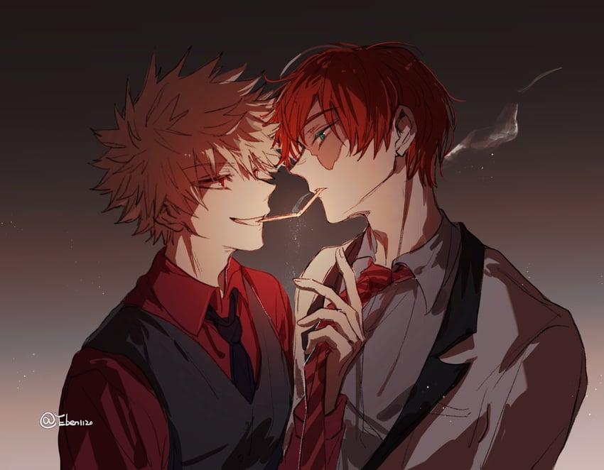 bakugou katsuki and todoroki shoto (boku no hero academia) drawn by eben1120