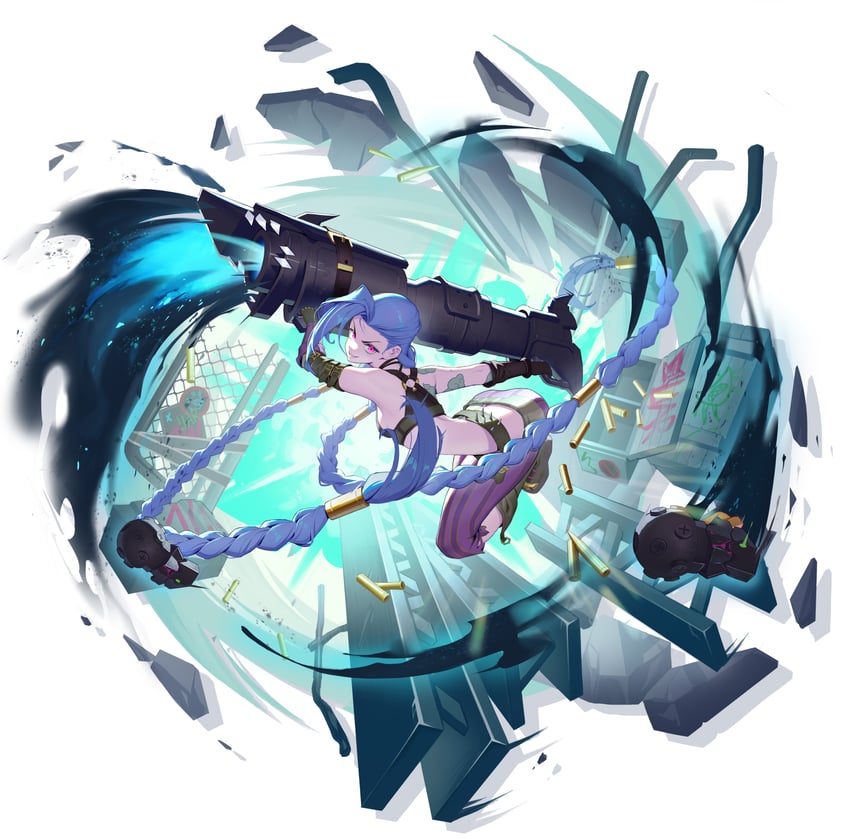 jinx and arcane jinx (league of legends) drawn by fysc