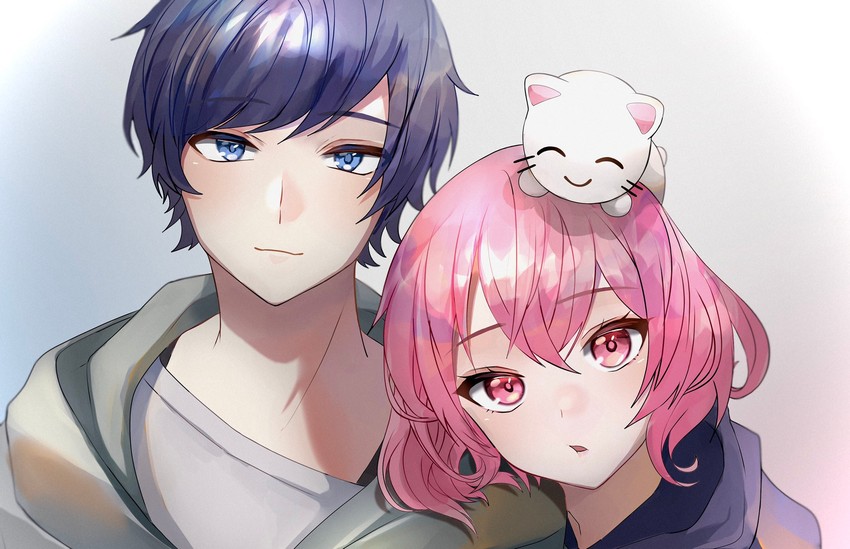 nqrse, soraru, and nqrse no neko (indie utaite) drawn by mebuki_(moon_angel_4)