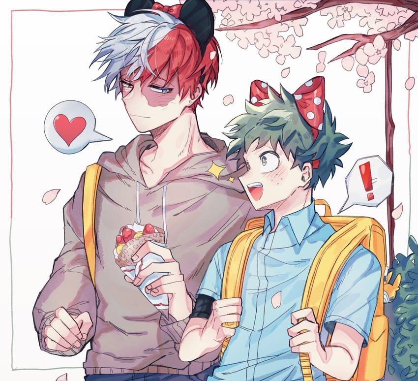 midoriya izuku and todoroki shoto (boku no hero academia) drawn by hasin1004