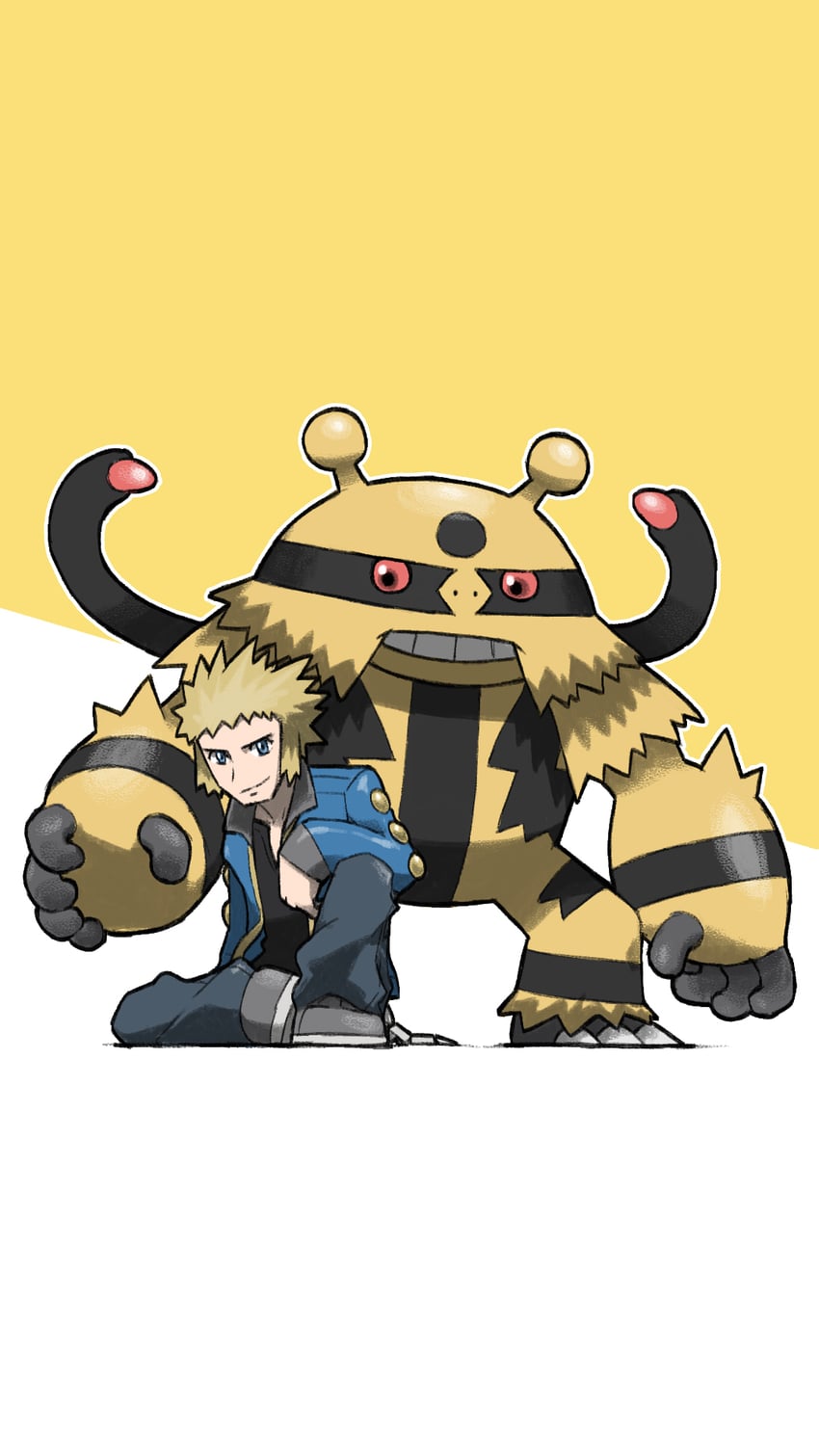 volkner and electivire (pokemon and 1 more) drawn by blacknirrow