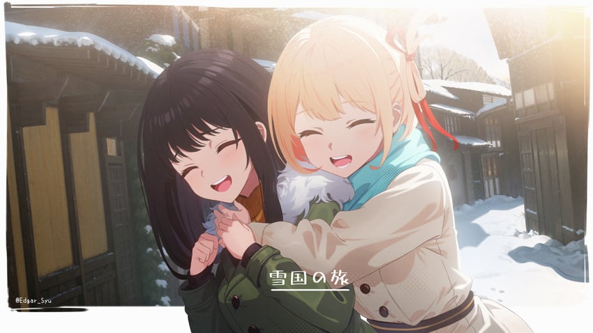 nishikigi chisato and inoue takina (lycoris recoil) drawn by edgar_syu