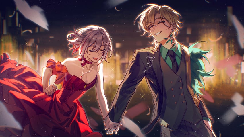 aventurine and topaz (honkai and 1 more) drawn by qiziaaaaa