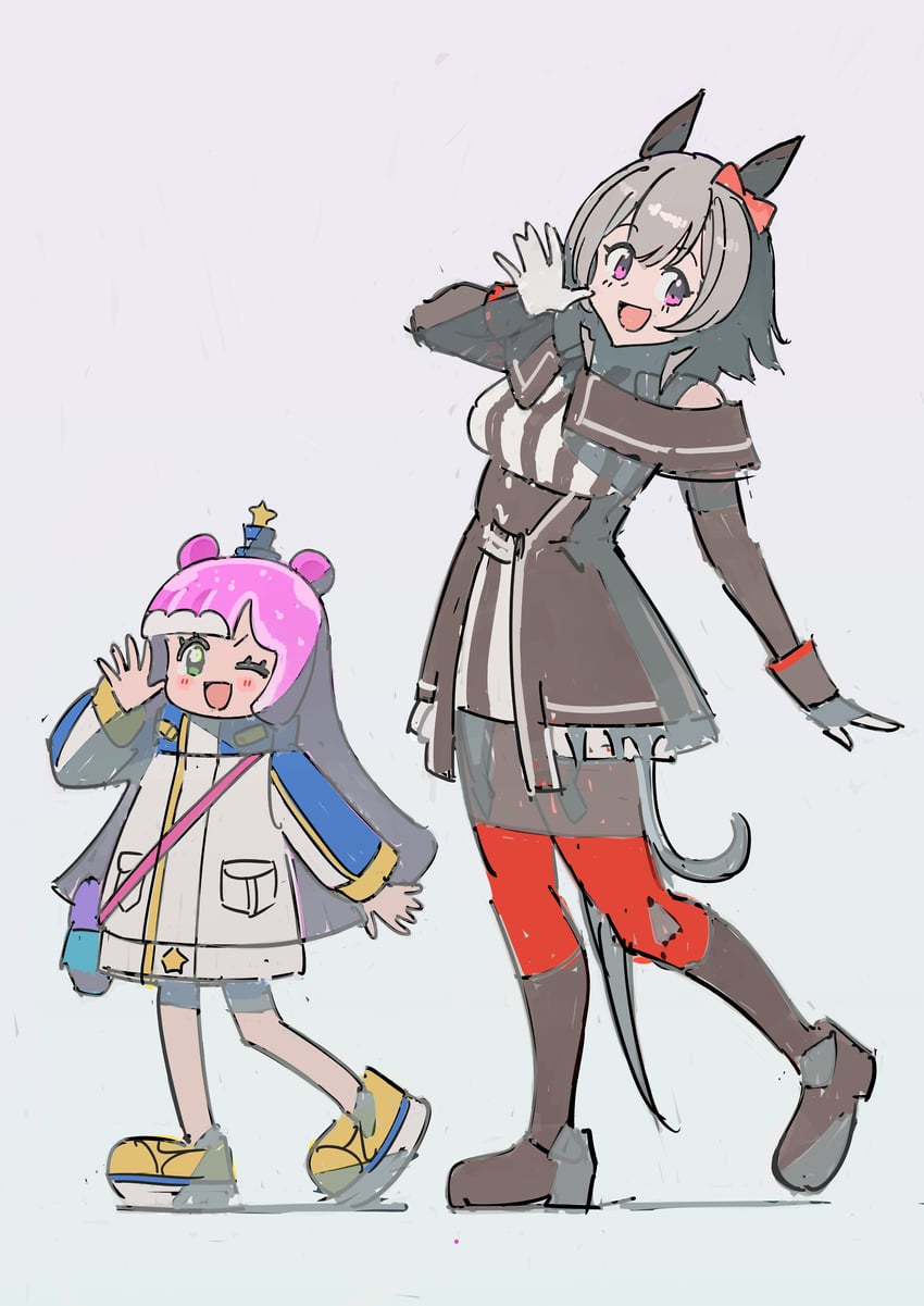 curren chan, puniru, and sasahara yuu (umamusume and 1 more) drawn by oteyawara-kani