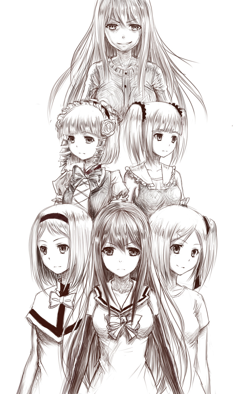 kuroha neko, kazumi schlierenzauer, tachibana kana, tokou nanami, wakabayashi hatsuna, and 1 more (gokukoku no brynhildr) drawn by dan_dan_(artist)