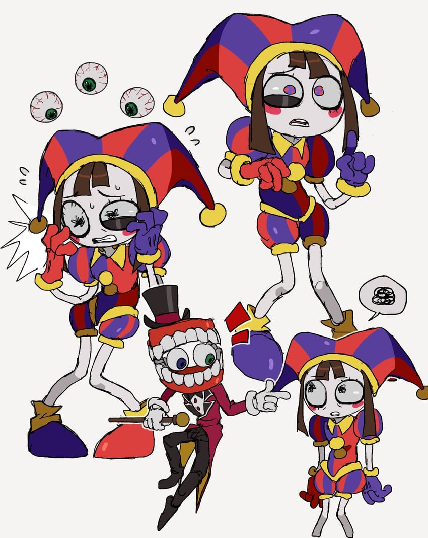 pomni and caine (the amazing digital circus) drawn by jwnn