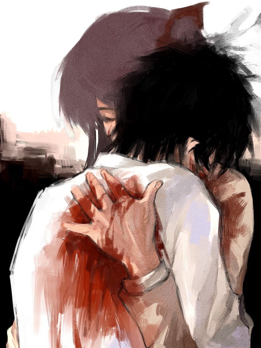 sakihata rimi and nishijou takumi (chaos;head) drawn by an_(xxcyclotron)