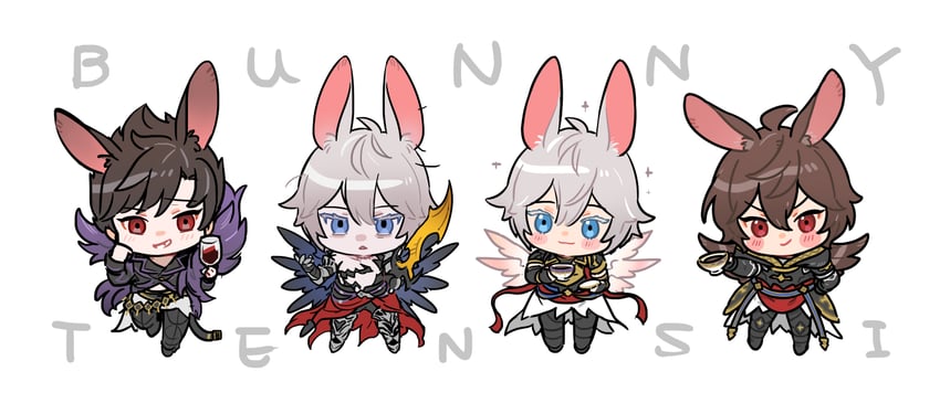 sandalphon, lucifer, belial, and lucilius (granblue fantasy) drawn by tekki_(tki)