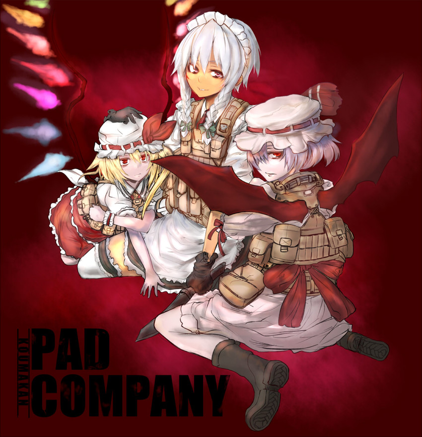 remilia scarlet, flandre scarlet, and izayoi sakuya (touhou and 2 more) drawn by sigama